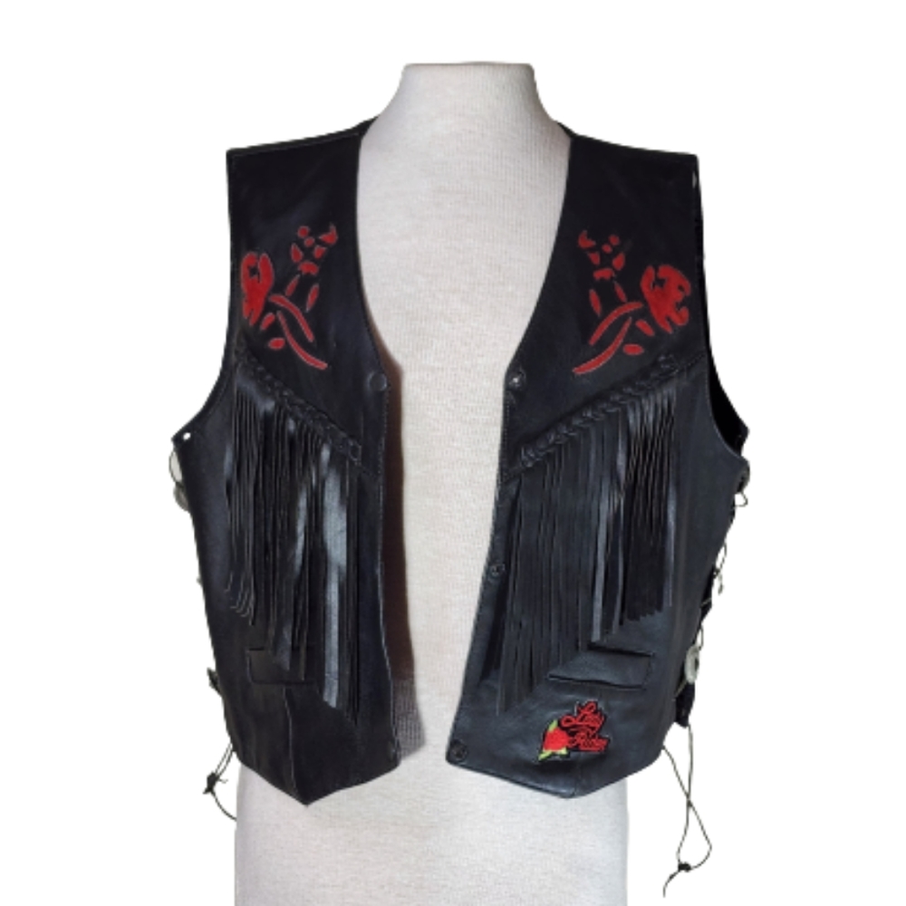BIKER'S LEATHER STUFF Lady Rider Black Vest Plus Size 3XL - Picture 4 of 16